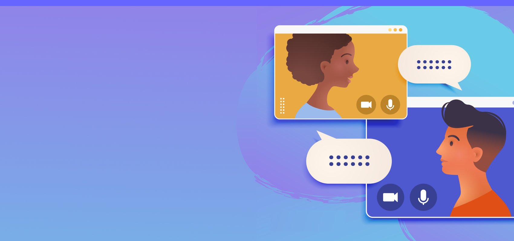 illustration with two people talking via zoom