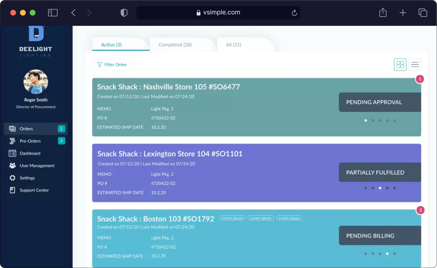 vsimple web interface