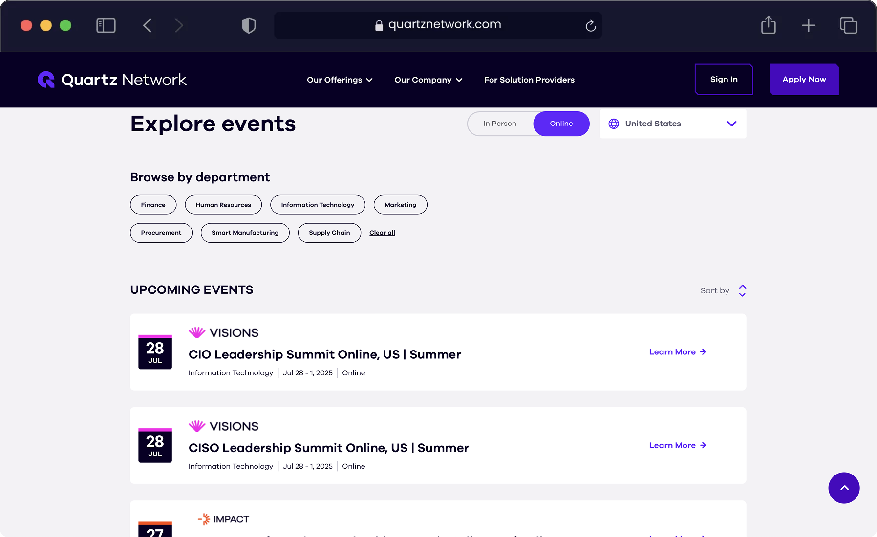 Quartz Network Events