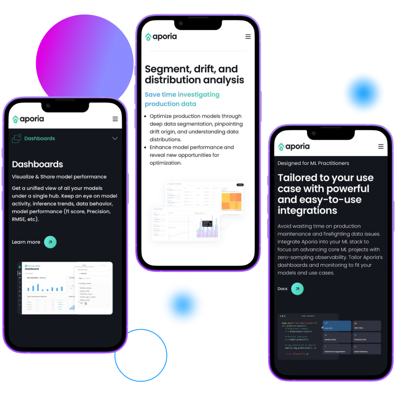 aporia website on mobile