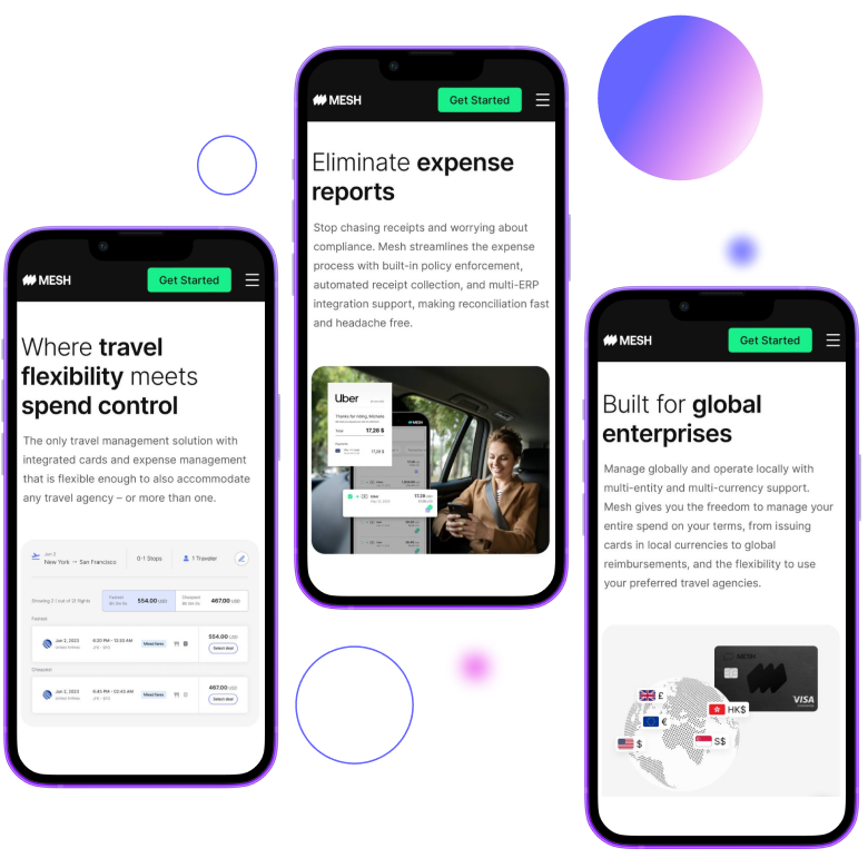 Mesh site on phone